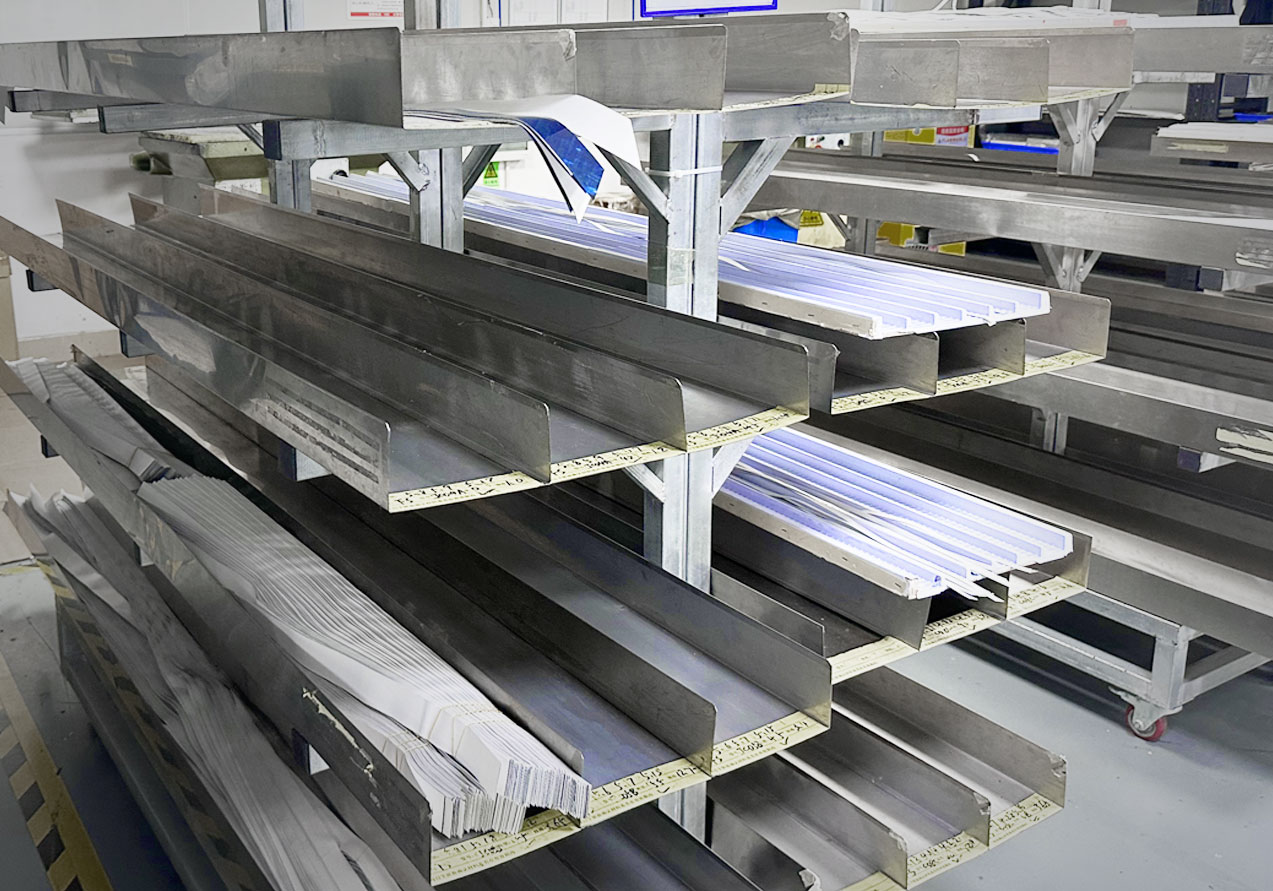 High-precision CNC steel molds on the tooling rack
